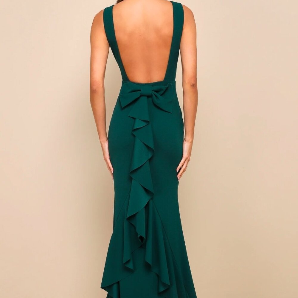 Lulus Exquisite Refinement Emerald Backless Bow R… - image 5